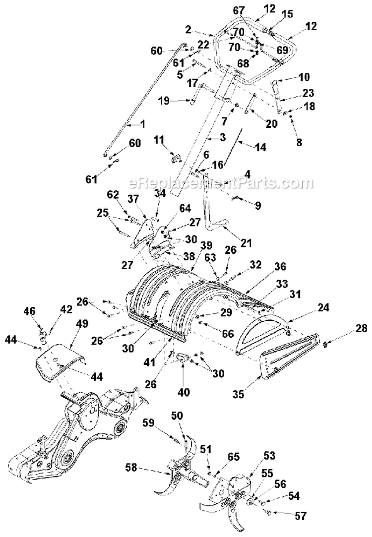 Page C Diagram and Parts List for 21AB454C401 2003 Yard Man Tiller